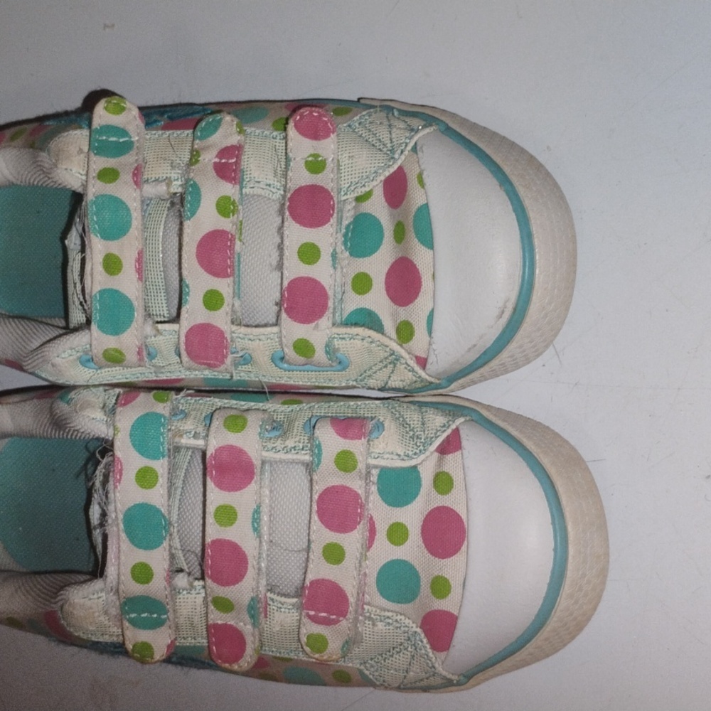 DC  Sneakers - Cream, Green, and Pink Polka Dots - Picture 3 of 11
